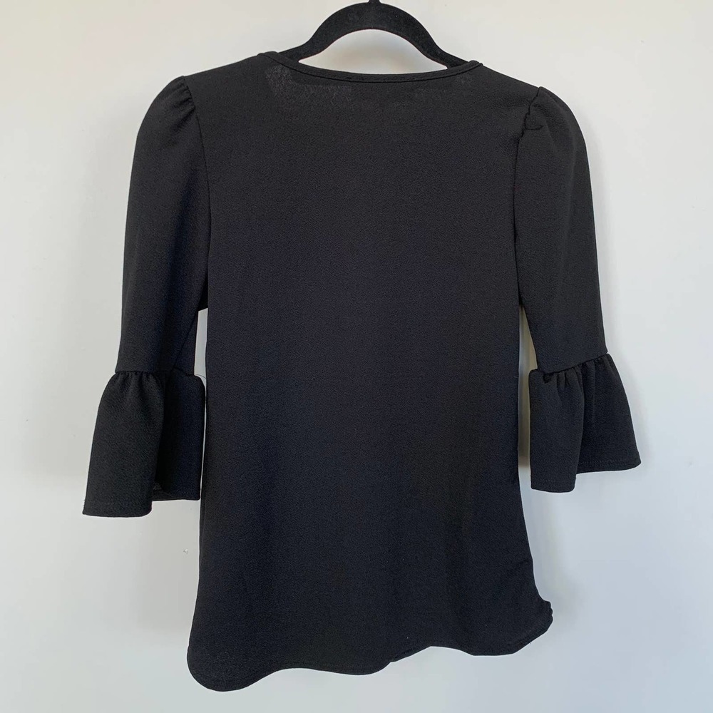 C'EST LA VIE Black Ruffle 3/4 Sleeve Top Size S🌼